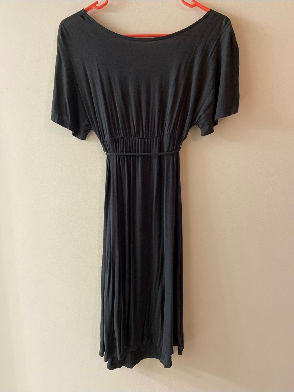 Liz Lange Maternity Charcoal Jersey Drape-Neck Midi Dress with Stud Accents - Picture 2 of 4